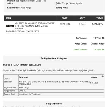 Sipariş Edilen SSD Hard Disk Hala Teslim Edilmedi