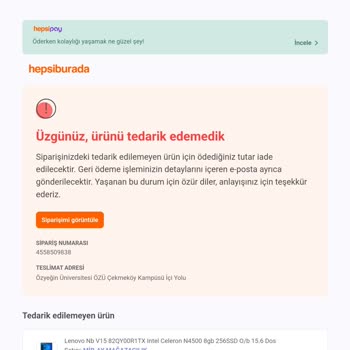 Yanıltıcı Stok Bilgisi Ve İptal Edilen Sipariş