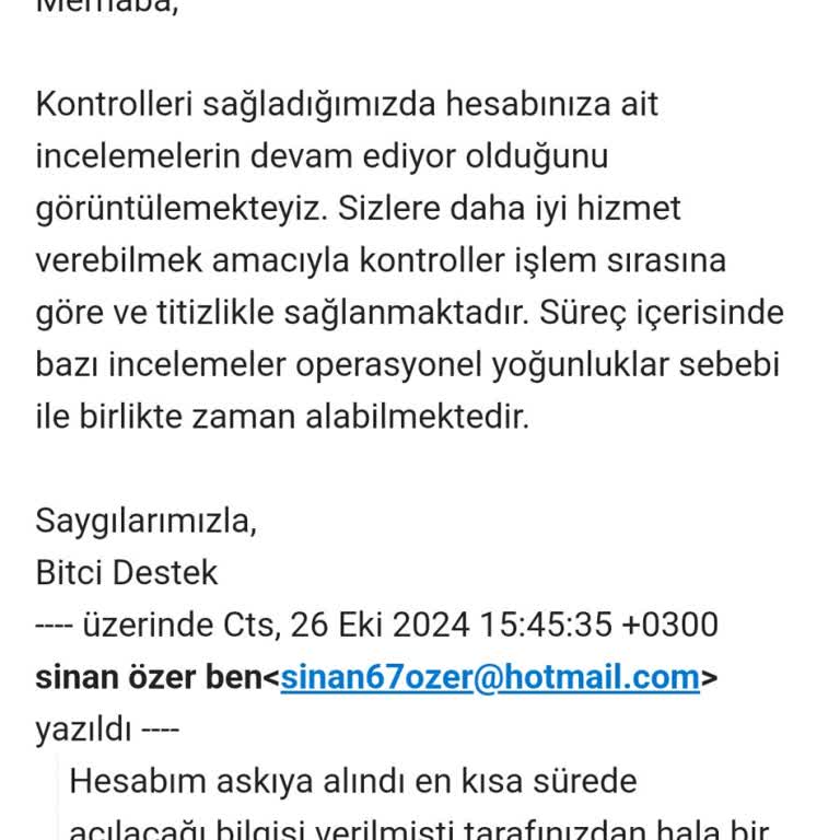 Bitci Kripto Para Borsasında Hesap Askıya Alınması Ve Müşteri Hizmetleri Sorunu