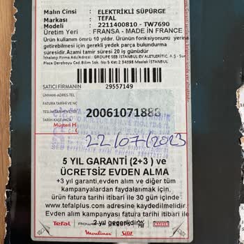 Tefal Elektrik Süpürgesi: Garanti Kapsamı Ve Parça Eksikliği Sorunu