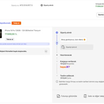 Hepsiburada'dan Sipariş Ettiğim İphone 16 Pro'nun Teslim Edilmemesi