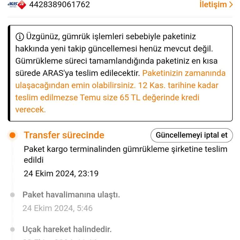 Temu Gümrükte Bekleyen Ürün Ve Aras Kargo İle İlgili Memnuniyetsizlik