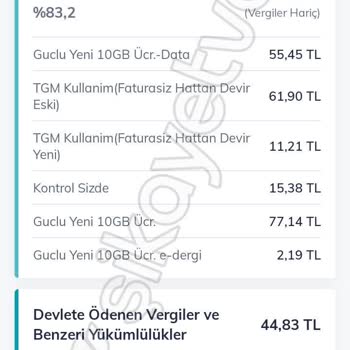 Faturalı Hatta Geçişte Belirsiz Fatura Ücretleri