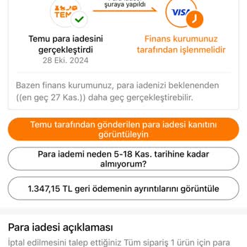 Yanlış Sipariş Ve Geciken Para İadesi Sorunu