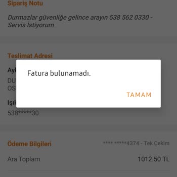 Trendyol GO'dan Fatura Sorunu: 120 Saatte Çözüm Yok