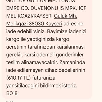 Modem İade Kargo Ücreti Sorunu