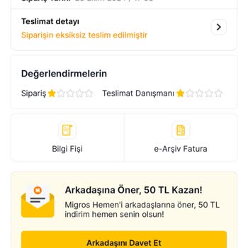 Migros Hemen Teslimat Sorunu Ve Yetersiz Müşteri Hizmeti