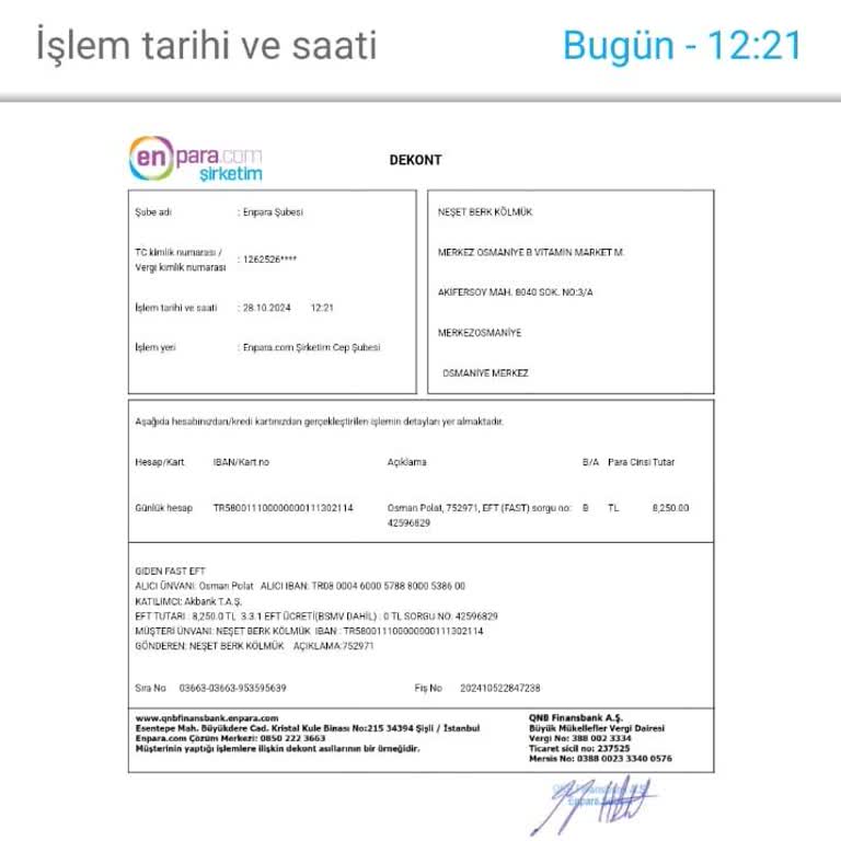 Enpara Hesabımdan İzinsiz Para Transferi