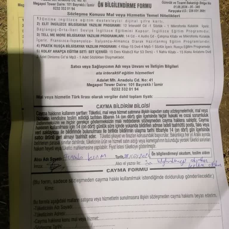 Dil Kursu Satışı Ve Cayma Hakkı Sorunu