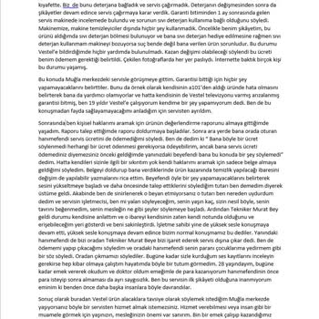 Vestel Çamaşır Makinesi Ve Müşteri Hizmetleri Sorunu