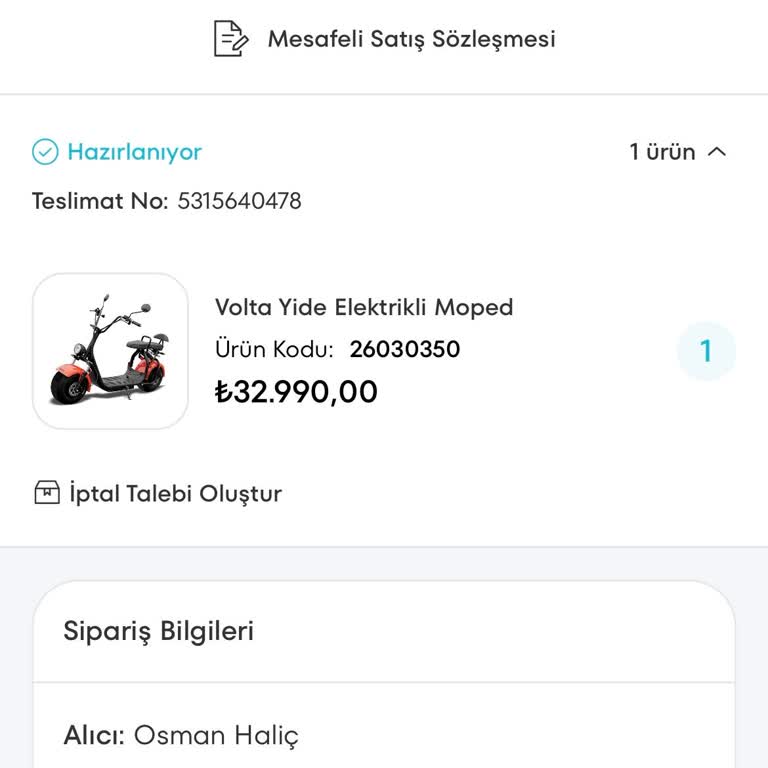 Teslim Edilmeyen Moped Ve İade Sorunu