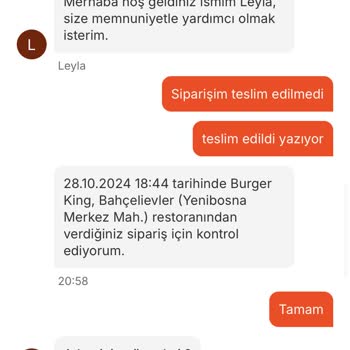 Burger King Siparişim Teslim Edilmedi Param Boşa Gitti