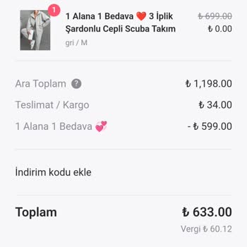 1 Alana 1 Bedava Kampanyasında Sipariş Sorunu