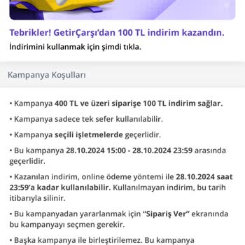 Getirçarşı Kampanya İndirimi Sorunu Ve Zaman Kaybı!