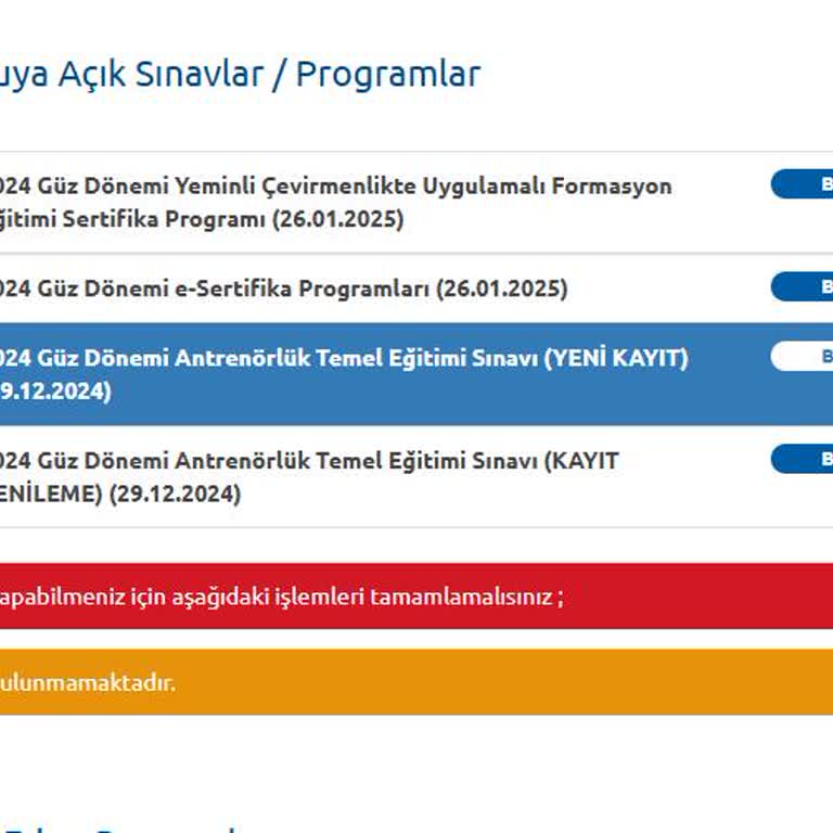 Antrenörlük Sınavı Kayıt Sorunu