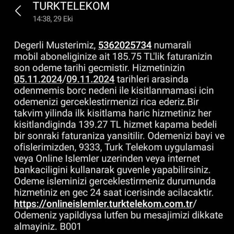 Türk Telekom'un Fatura Ödeme Çilesi