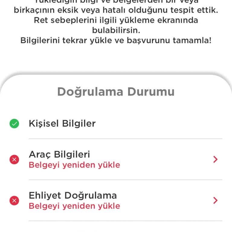 Martı Tag Sürücü Başvurusunda Evrak Sorunu