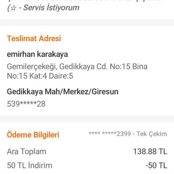 Geç Gelen Sipariş Ve Yanlış Ödeme Talebi