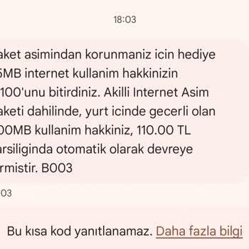 Beklenmedik İnternet Aşım Paketi Sorunu
