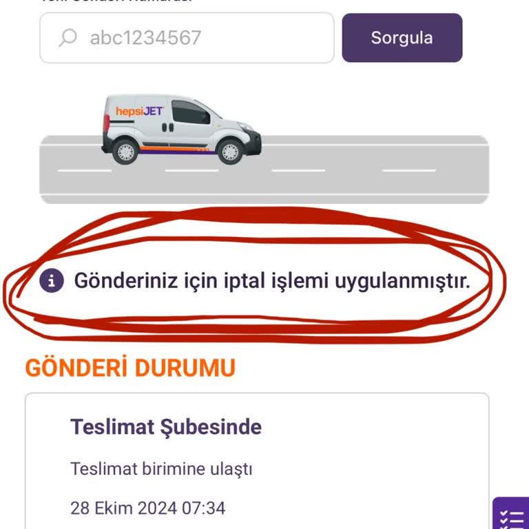 Kargo Teslim Edilmedi, Bilgi Verilmedi