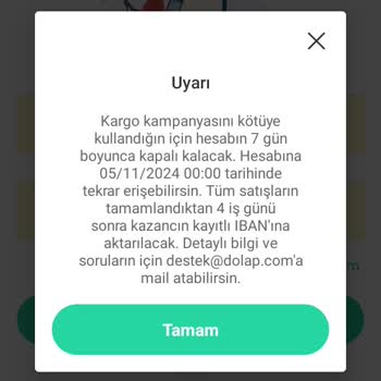 Dolap Kargo Kampanyasını Kötüye Kullanmaktan Şikayeti
