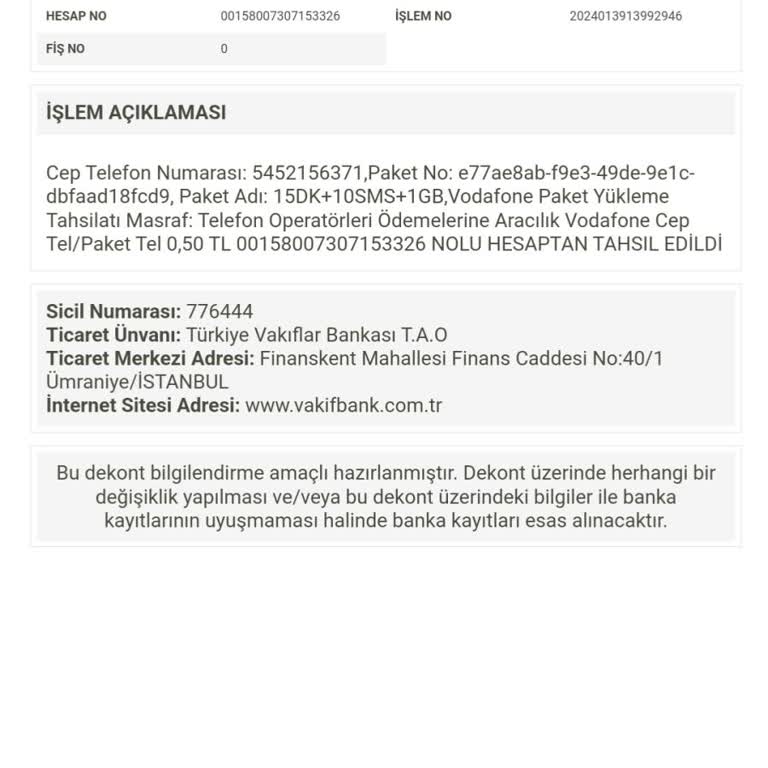 Vodafone Paket Yükleme Sorunu