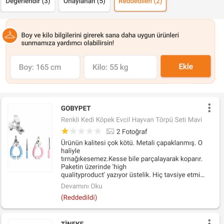 Trendyol Ürün Değerlendirmelerim Sürekli Reddediliyor