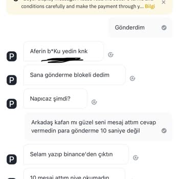 Binance P2P'de Hakaret İçeren Mesajlar Ve Yetersiz Destek