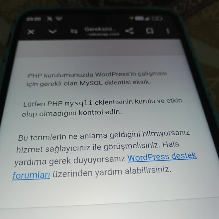 Acil Yardım: MySQL Eklentisi Eksikliği