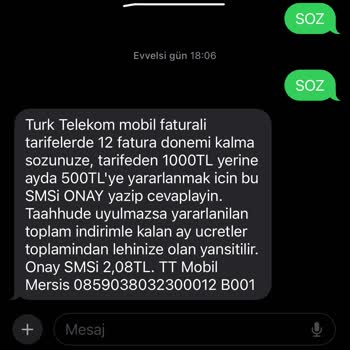Yanlış Faturalandırma: Türk Telekom'un Mesaj Hatası