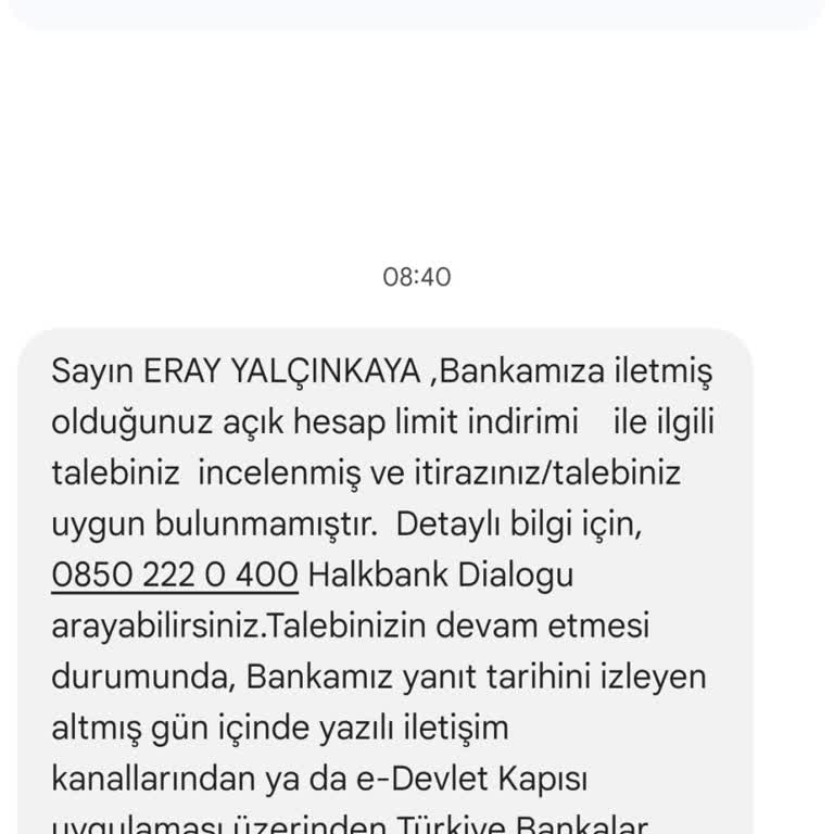 Halkbank Ek Hesap Limiti Sorunu Ve Müşteri Hizmetleri İlgisizliği
