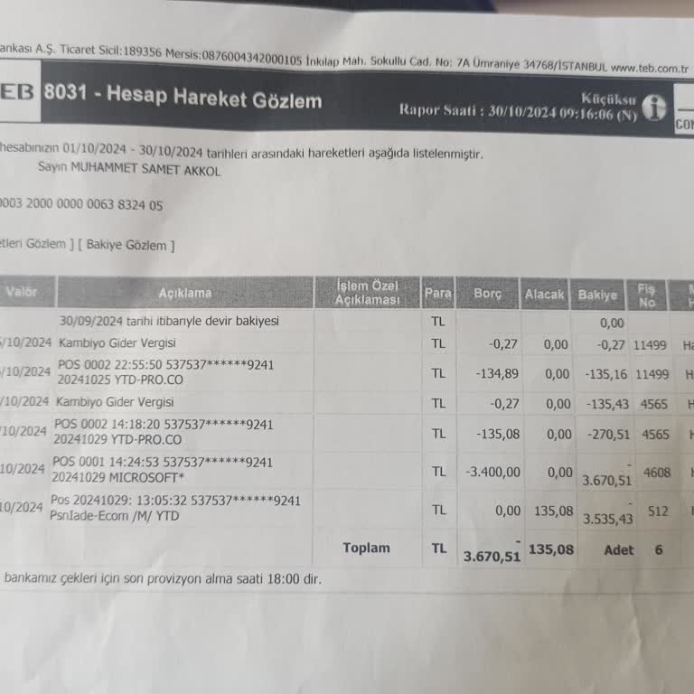 Banka Kartımdan İzinsiz Para Çekimi