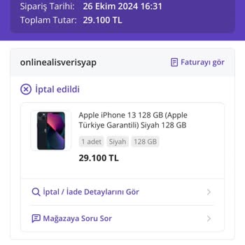 İndirimli İphone Siparişim İptal Edildi