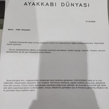Ayakkabı Dünyası'ndan Alınan Ayakkabıda Çatlama Sorunu