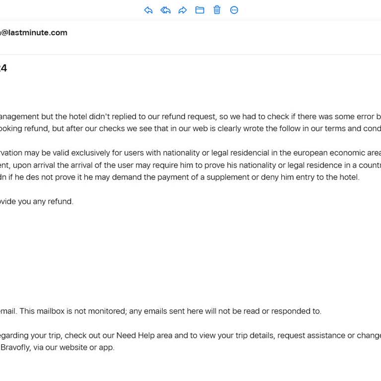 Bravofly Monte-Carlo Resort & SPA Reservierung nicht gültig für Nicht-EU-Bürger und keine Rückerstattung