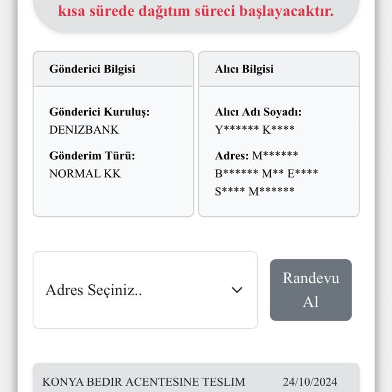 Kuryenet Kredi Kartı Teslimatında Uzun Süreli Gecikme!