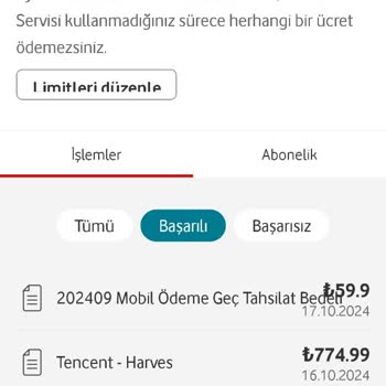 Vodafone'da Mobil Ödeme Fazlalığı