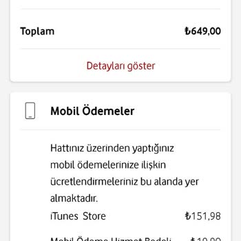 Vodafone'da Mobil Ödeme Fazlalığı
