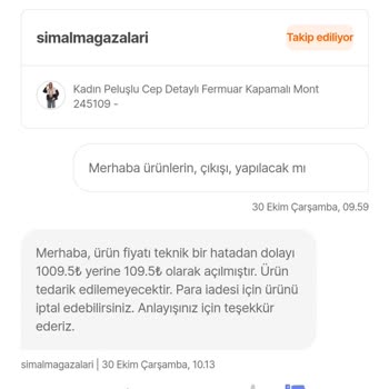Yanlış Fiyat Nedeniyle Gönderilmeyen Montlar Ve Müşteri Odaklı Olmayan Hizmet