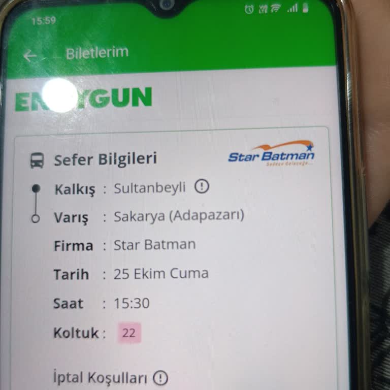 EnUygun Star Batman Busfahrt von Sultanbeyli nach Sakarya Adapazarı Passagier nicht abgeholt