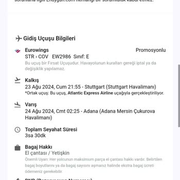 Eurowings Flug Stuttgart nach Adana Ticketstornierung und Rückerstattung gefordert