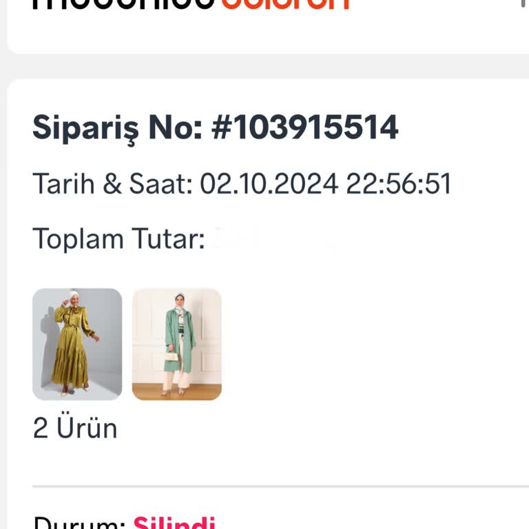 Modanisa Bestellung storniert Rabattaktion entfernt und Entschuldigungscode wertlos