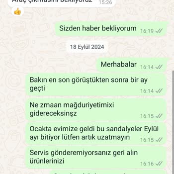 Teslim Edilen Sandalyeler Kullanılamıyor