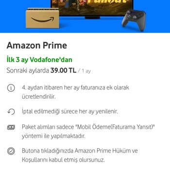 Vodafone'un Amazon Prime Kampanyasında Gizli Ücret Şoku