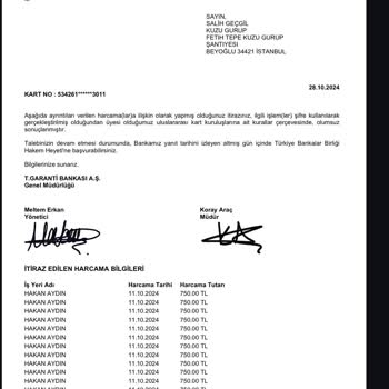 Kayıp Kredi Kartı Ve Garanti Bankası'nın Sorumluluk Reddi