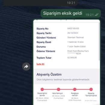 Eksik Ürün Ve Yetersiz Müşteri Hizmetleri