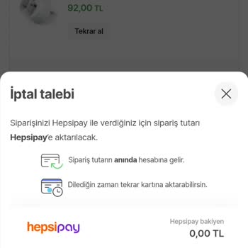 Hepsiburada'da İptal Edilen Siparişin Para İadesi Sorunu