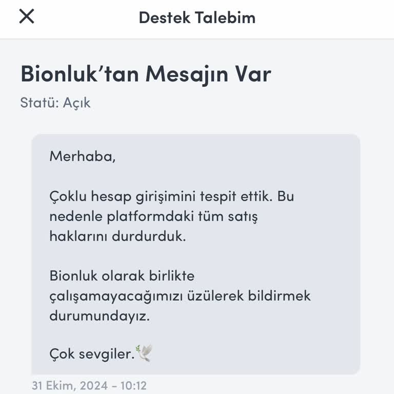 Hesabımın Haksız Engellenmesi
