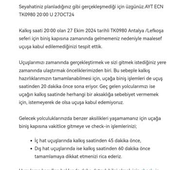 THY Uygulama Hatası Ve Biniş Kartı Sorunu