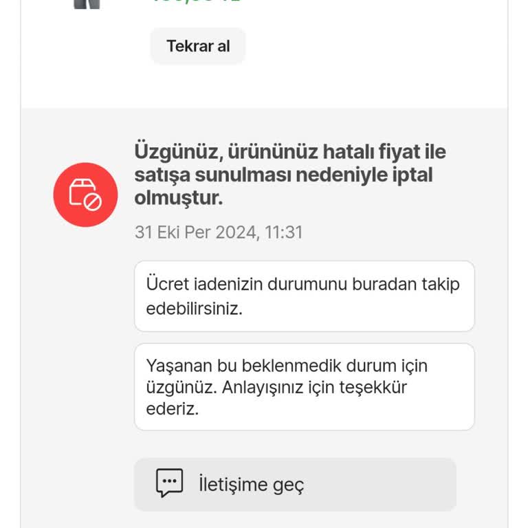 Habersiz Sipariş İptali Ve Mağduriyet